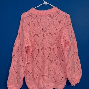 Pink Heart Knit Women's Sweater